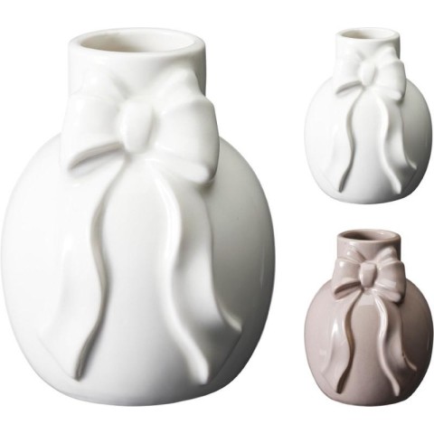 VASO CERAMICA FIOCCO IN RILIEVO H.12 2 COLORI